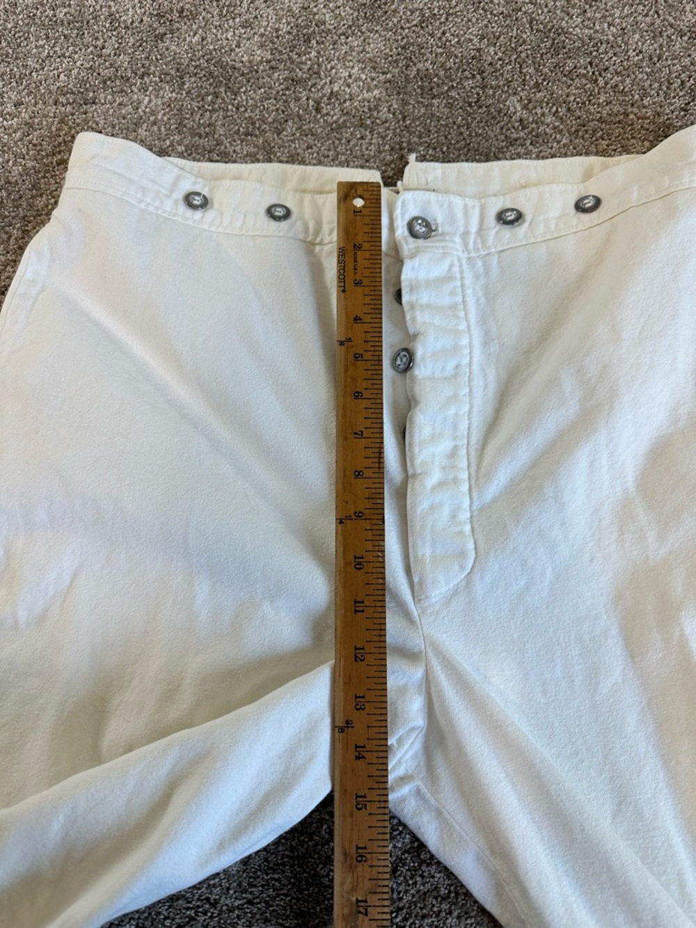 Classics Civil War Reenactment Pants size 40x32 White  Buttons Button Fly FLAW - Picture 10 of 15